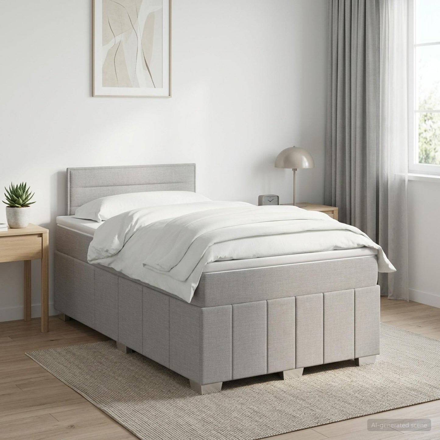 vidaXL Κρεβάτι box spring με στρώμα Ανοιχτό γκρι 120 x 190 cm Ύφασμα