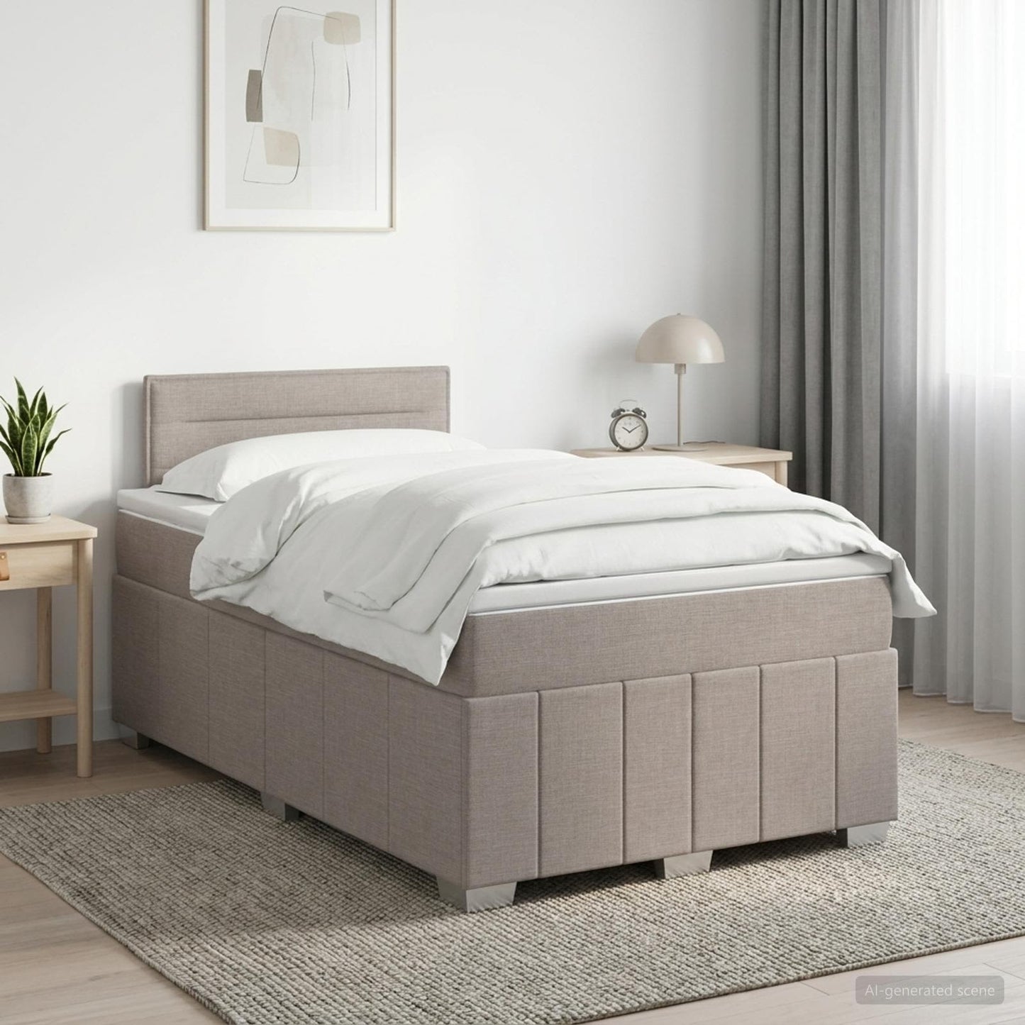 vidaXL Κρεβάτι box spring με στρώμα Taupe 120 x 190 cm Ύφασμα