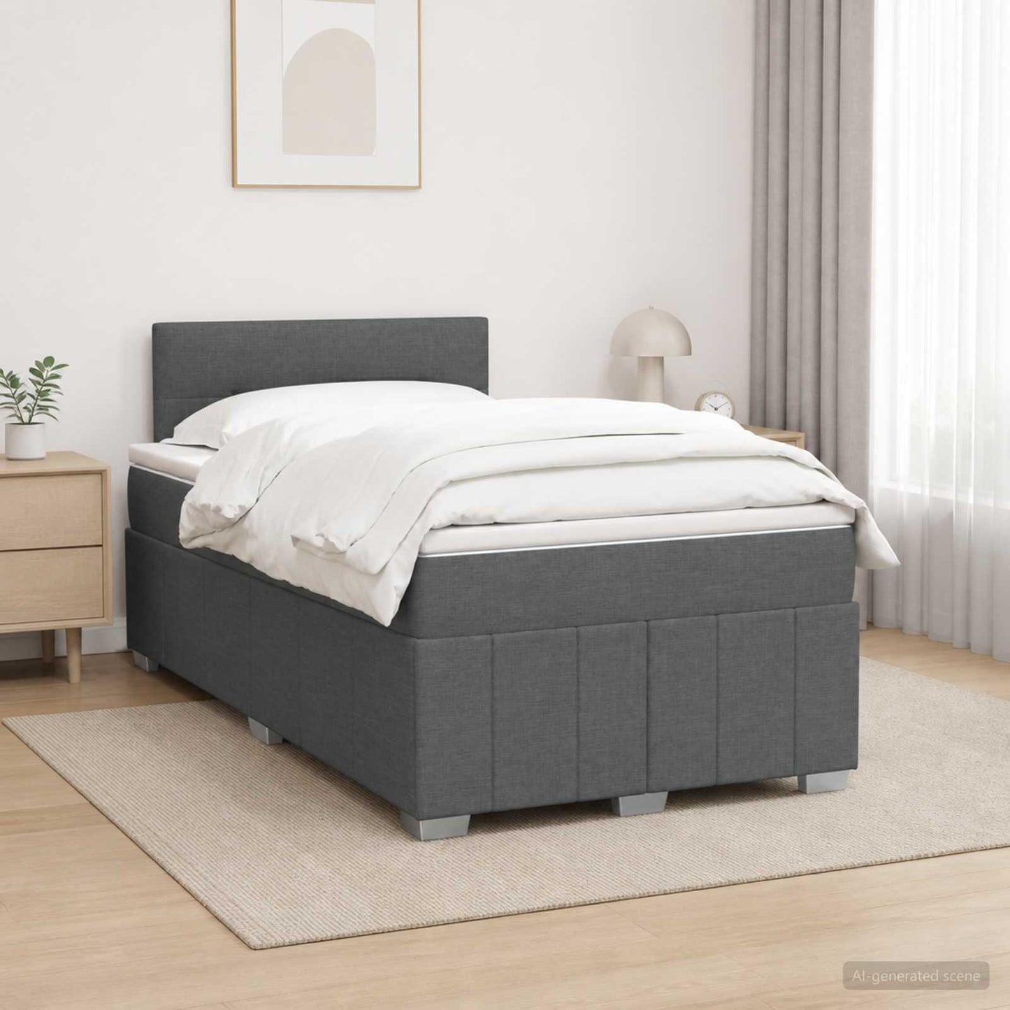 vidaXL Κρεβάτι box spring με στρώμα Σκούρο Γκρι 120 x 190 cm Ύφασμα