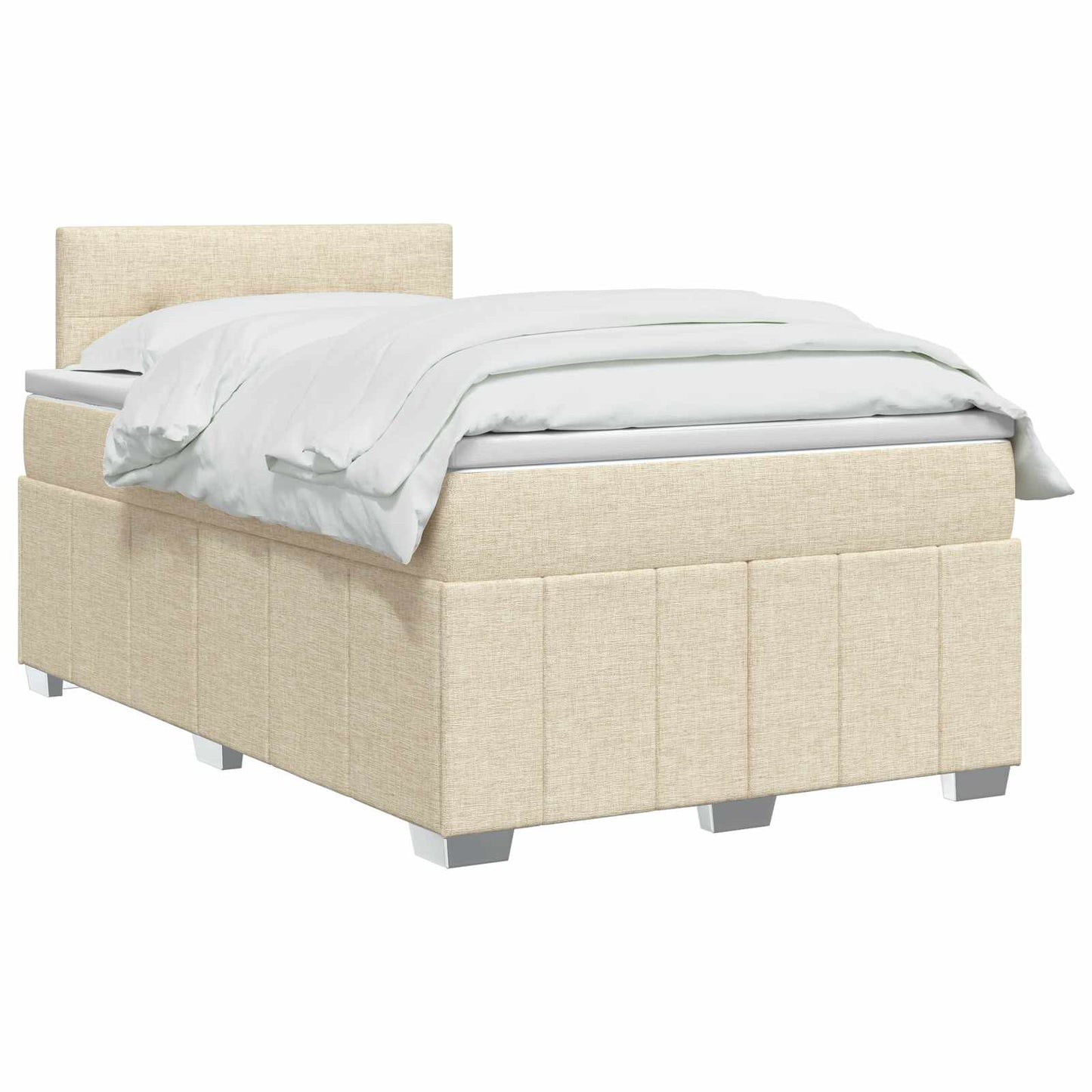 vidaXL Κρεβάτι box spring με στρώμα Κρεμ 120 x 190 cm Ύφασμα
