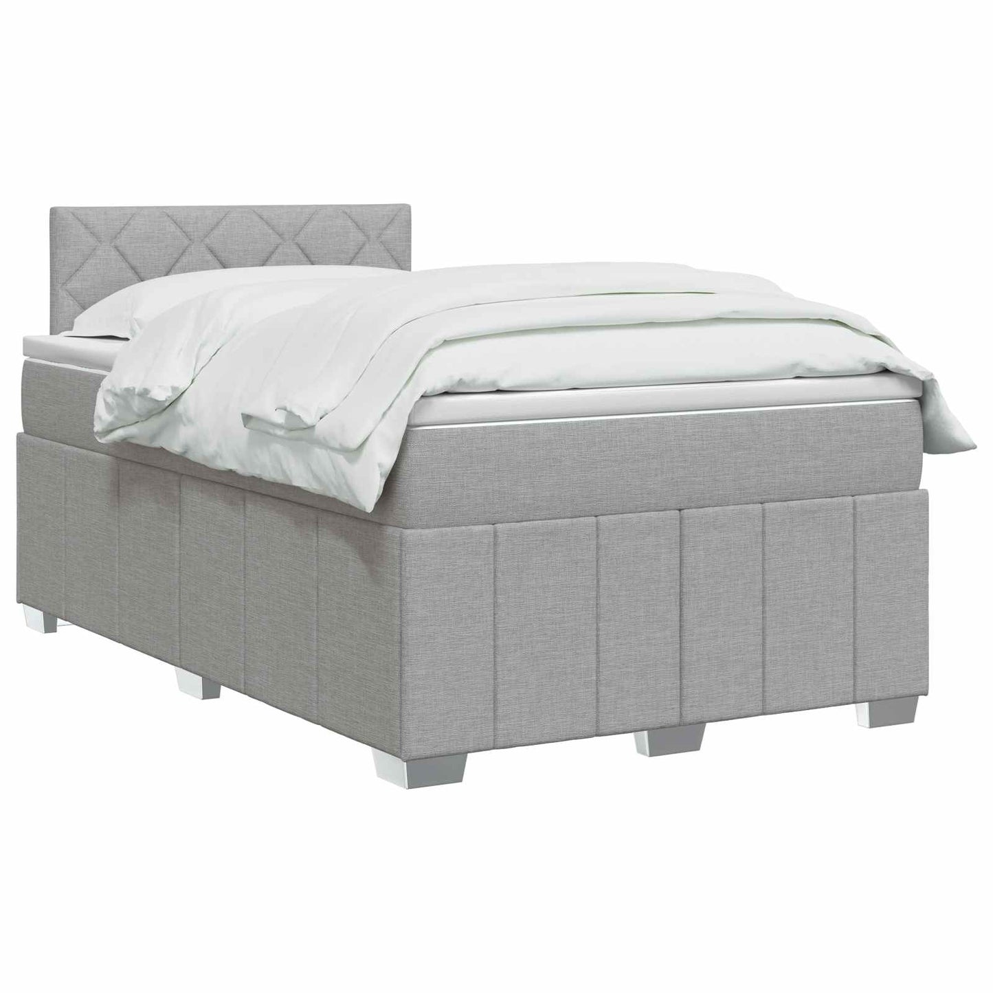 vidaXL Κρεβάτι box spring με στρώμα Ανοιχτό γκρι 120 x 190 cm Ύφασμα