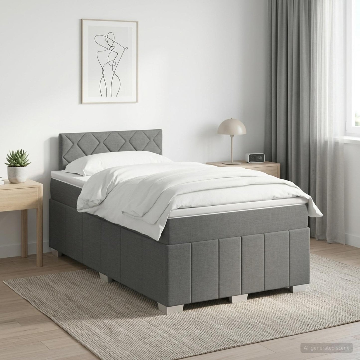 vidaXL Κρεβάτι box spring με στρώμα Σκούρο Γκρι 120 x 190 cm Ύφασμα