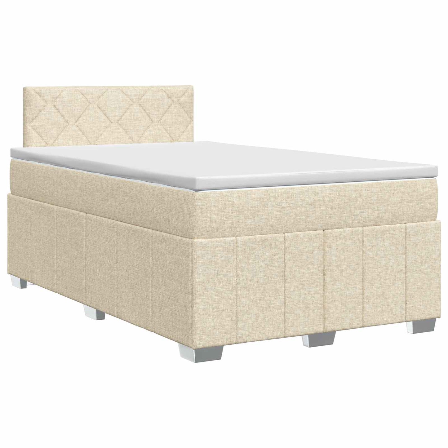 vidaXL Κρεβάτι box spring με στρώμα Κρεμ 120 x 190 cm Ύφασμα