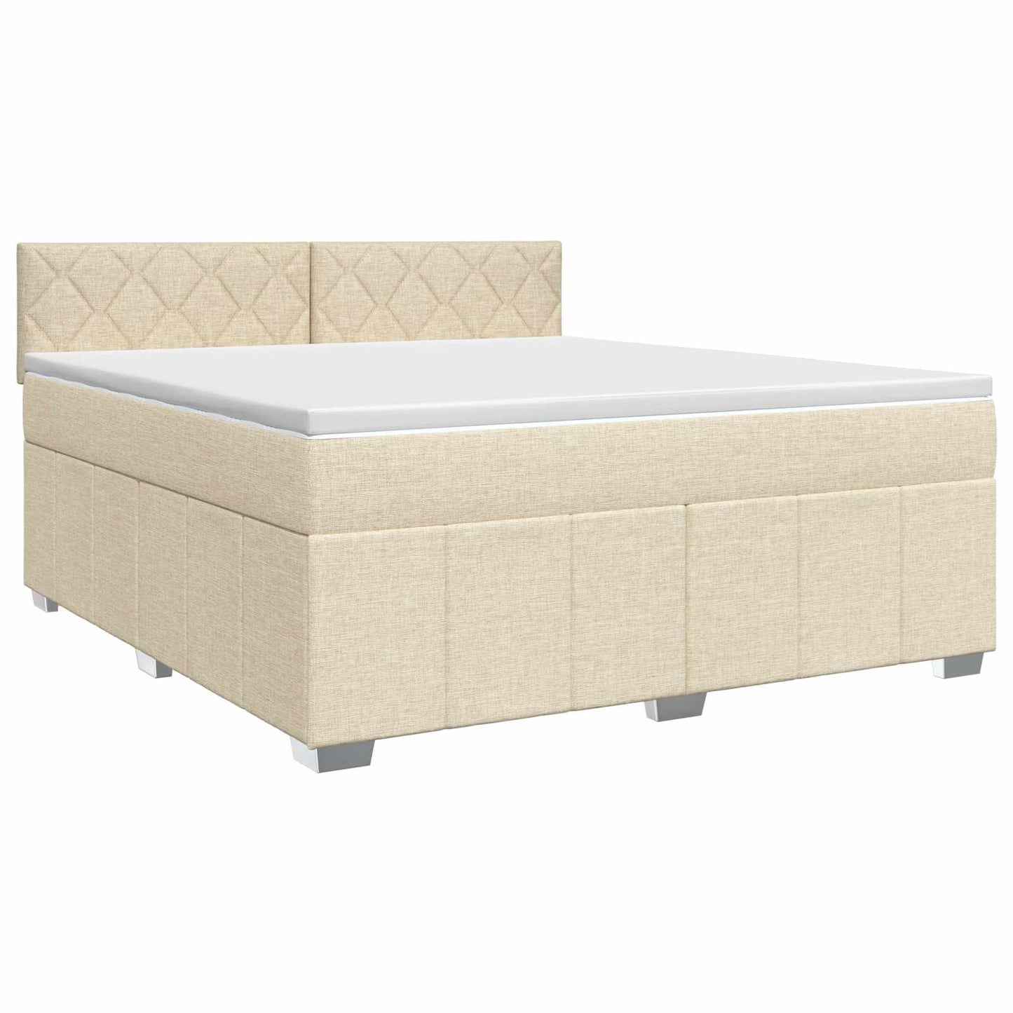 vidaXL Κρεβάτι box spring με στρώμα Κρεμ 140 x 200 cm Ύφασμα