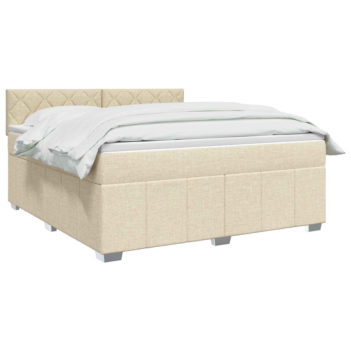 vidaXL Κρεβάτι box spring με στρώμα Κρεμ 140 x 200 cm Ύφασμα