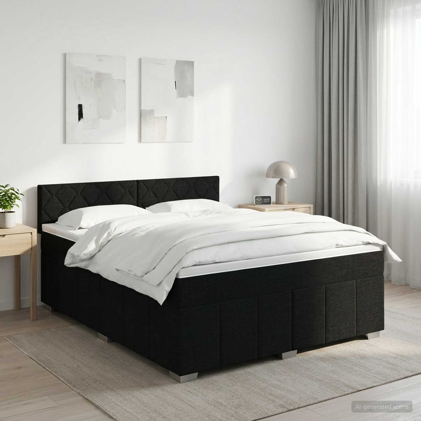 vidaXL Κρεβάτι box spring με στρώμα Μαύρο 160 x 200 cm Ύφασμα