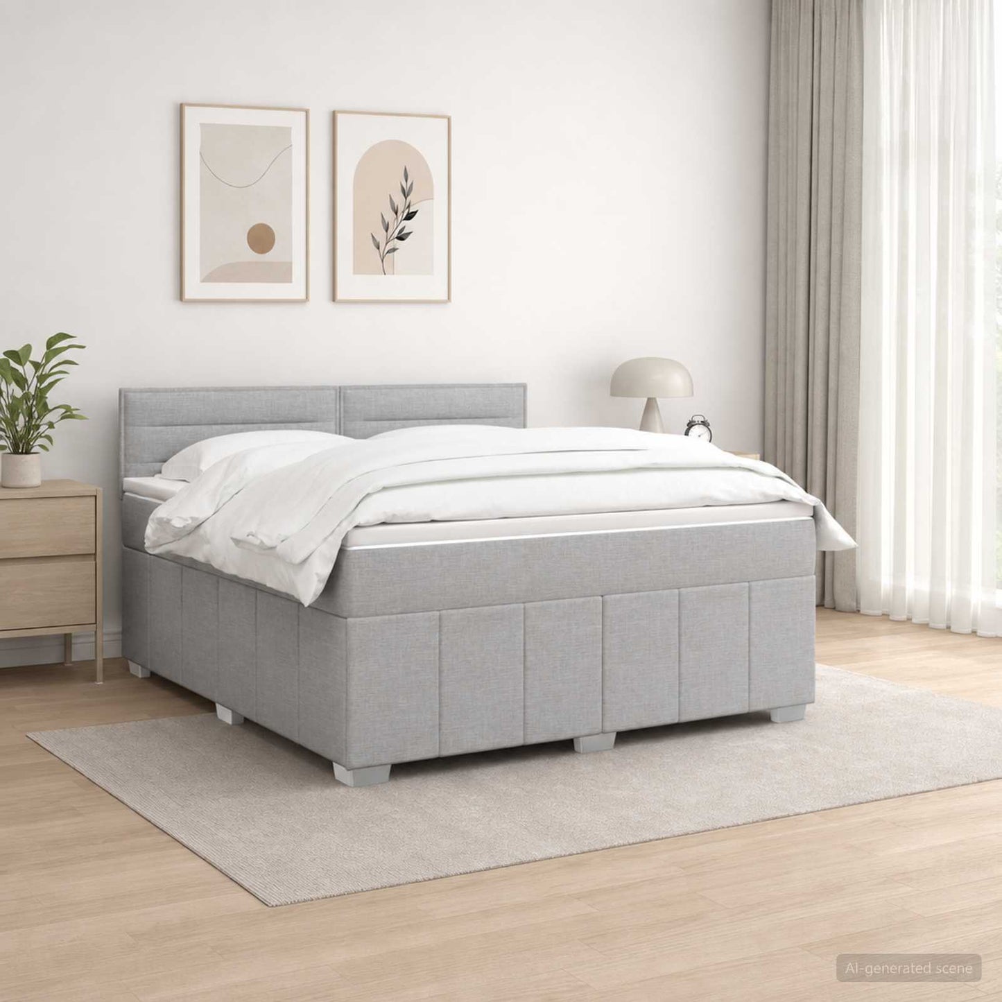vidaXL Κρεβάτι box spring με στρώμα Ανοιχτό γκρι 140 x 190 cm Ύφασμα