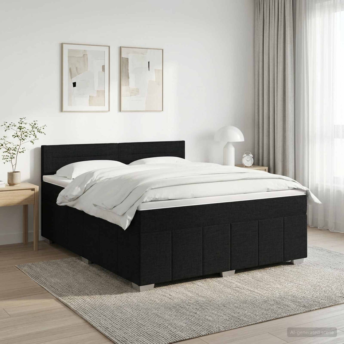 vidaXL Κρεβάτι box spring με στρώμα Μαύρο 140 x 190 cm Ύφασμα