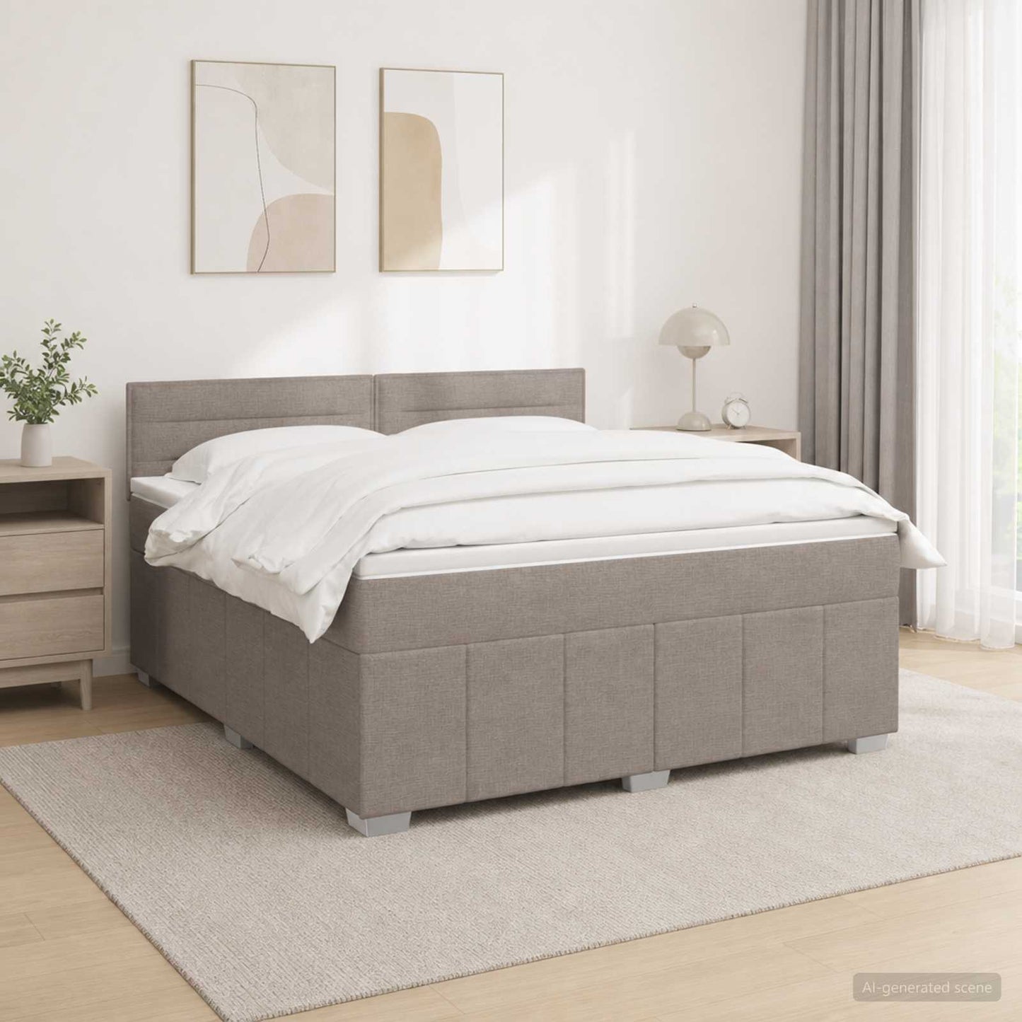 vidaXL Κρεβάτι box spring με στρώμα Taupe 140 x 190 cm Ύφασμα