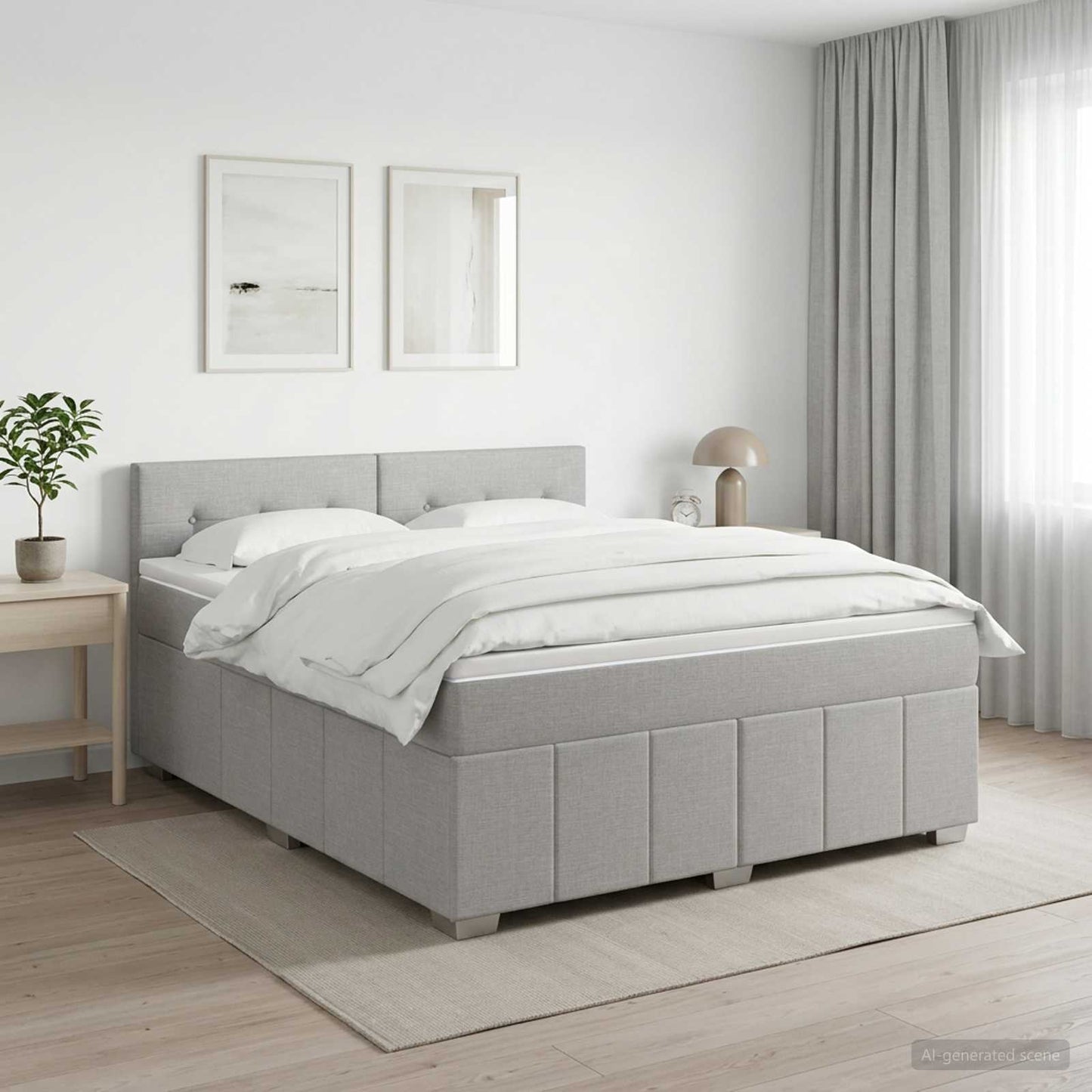 vidaXL Κρεβάτι box spring με στρώμα Ανοιχτό γκρι 160 x 200 cm Ύφασμα