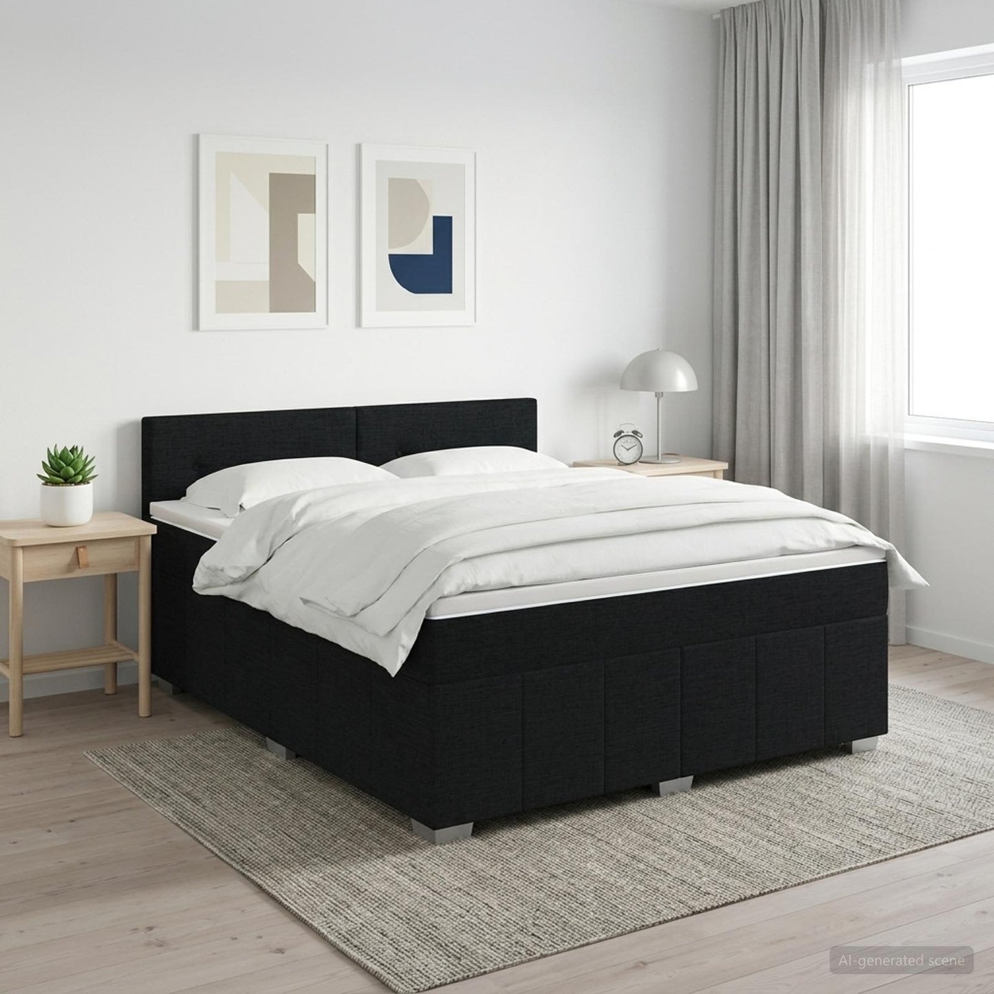 vidaXL Κρεβάτι box spring με στρώμα Μαύρο 160 x 200 cm Ύφασμα