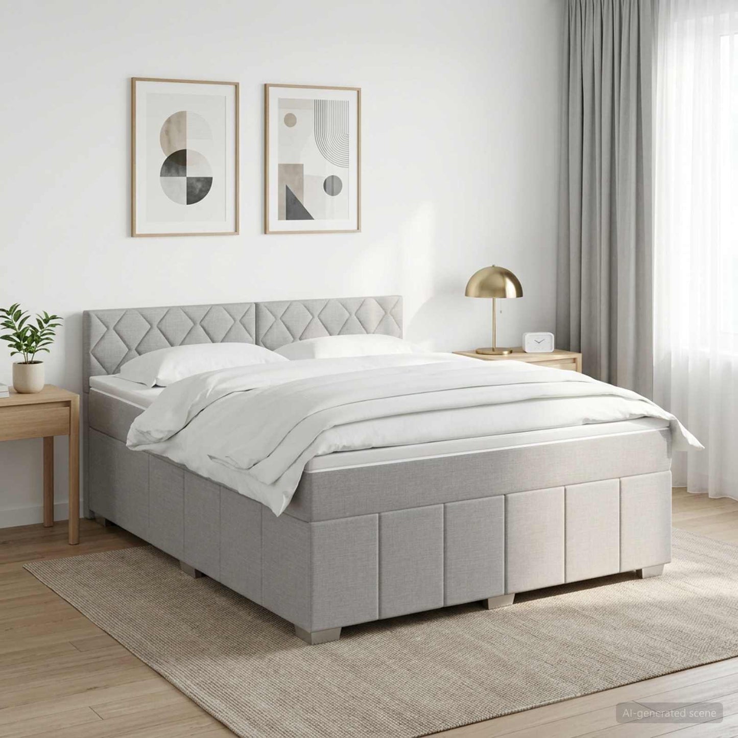vidaXL Κρεβάτι box spring με στρώμα Ανοιχτό γκρι 160 x 200 cm Ύφασμα