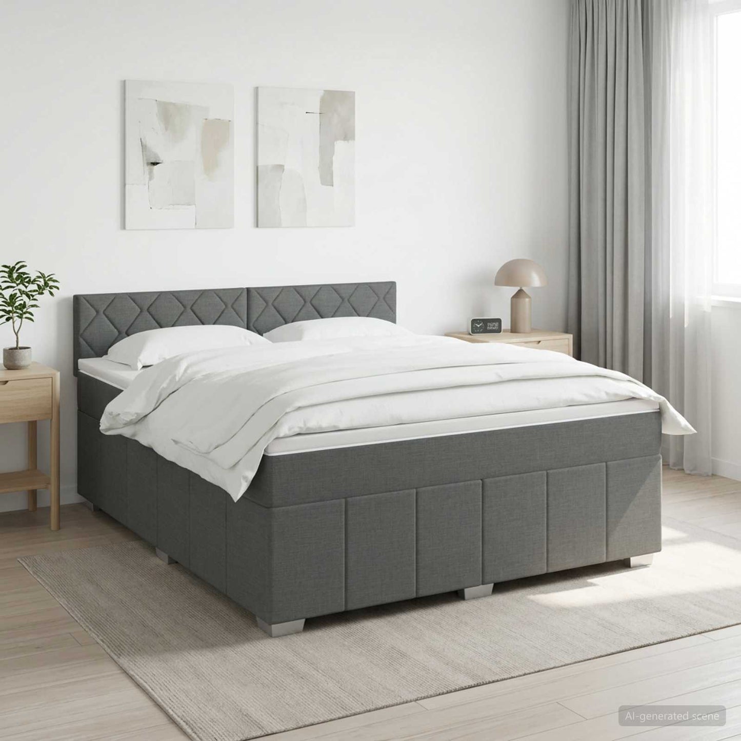 vidaXL Κρεβάτι box spring με στρώμα Σκούρο Γκρι 180 x 200 cm Ύφασμα