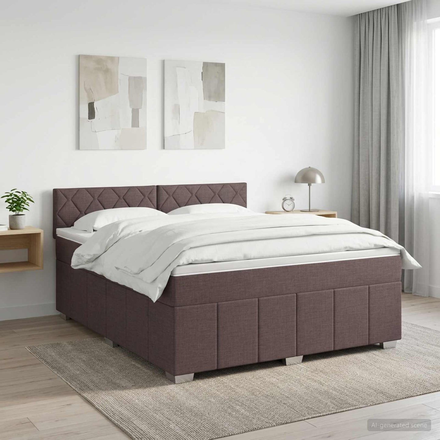 vidaXL Κρεβάτι box spring με στρώμα Σκούρο Καφέ 180 x 200 cm Ύφασμα
