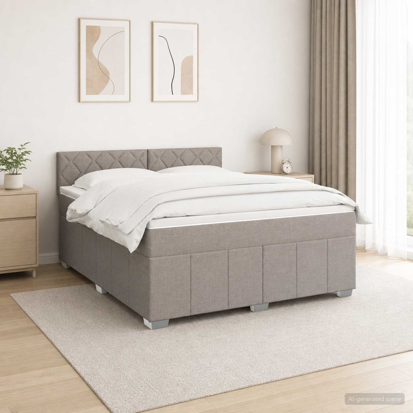 vidaXL Κρεβάτι box spring με στρώμα Taupe 140 x 200 cm Ύφασμα