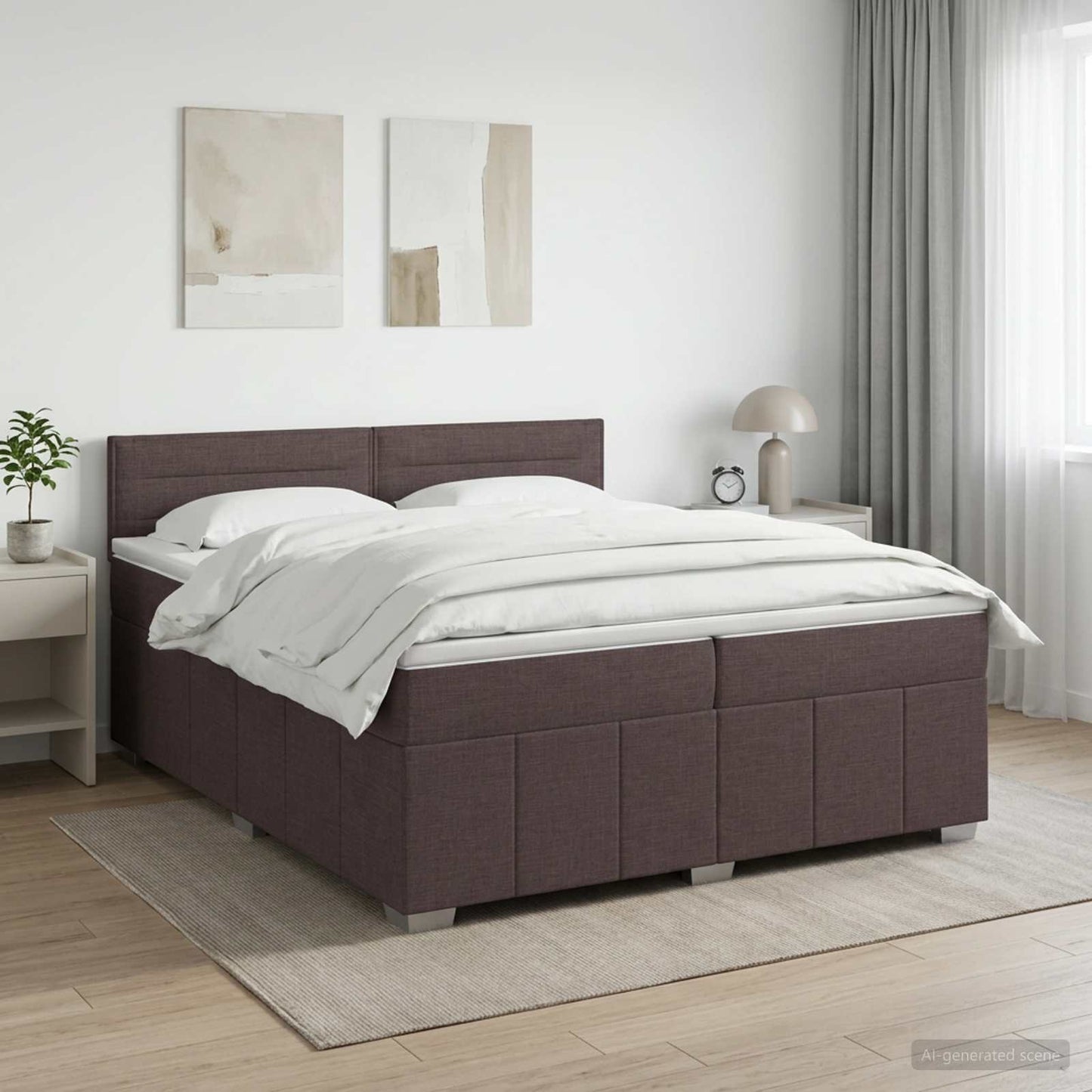 vidaXL Κρεβάτι box spring με στρώμα Σκούρο Καφέ 200 x 200 cm Ύφασμα