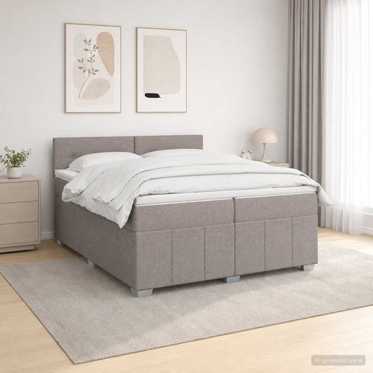 vidaXL Κρεβάτι box spring με στρώμα Taupe 200 x 200 cm Ύφασμα