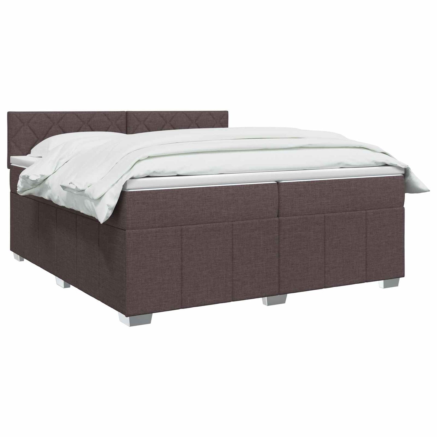 vidaXL Κρεβάτι box spring με στρώμα Σκούρο Καφέ 200 x 200 cm Ύφασμα