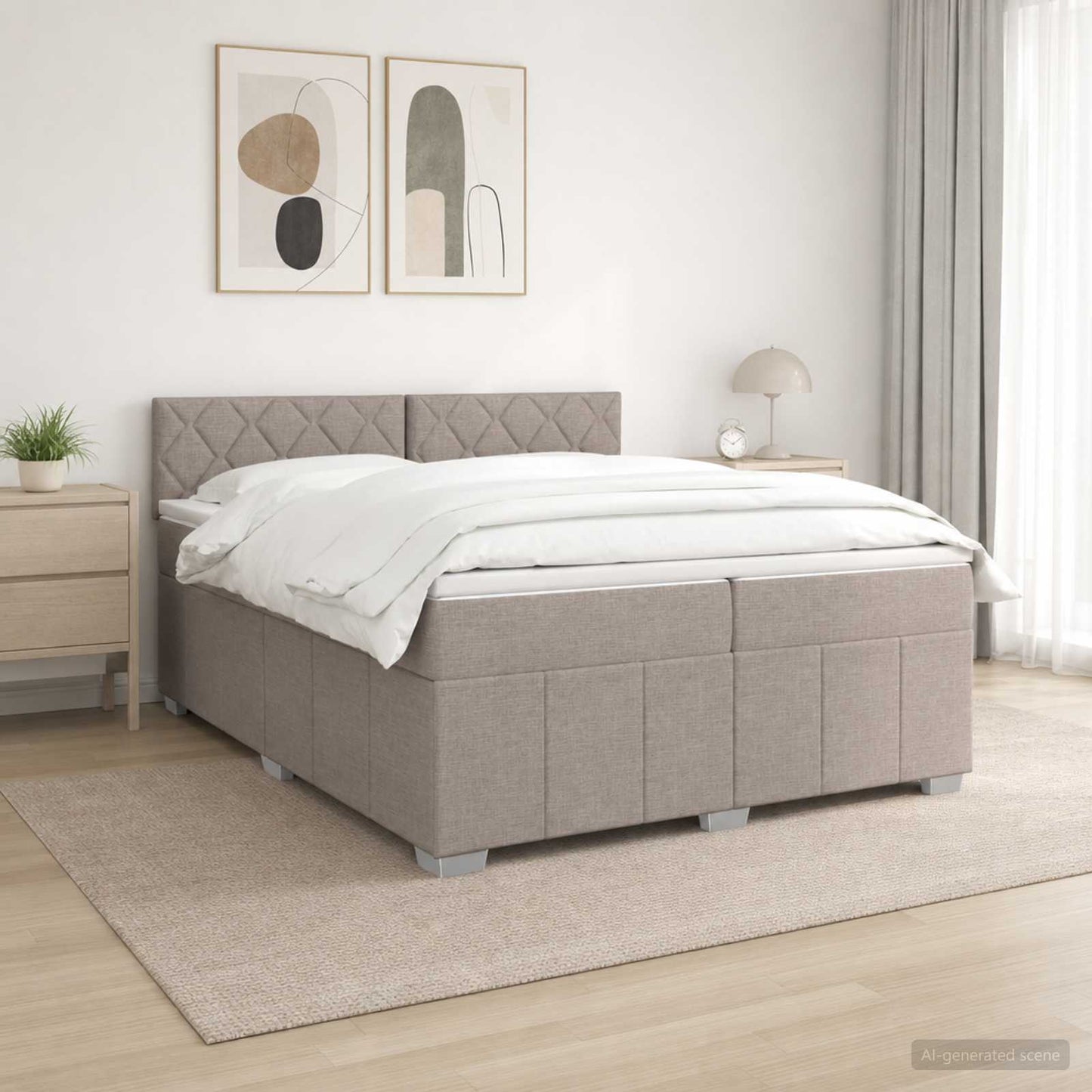 vidaXL Κρεβάτι box spring με στρώμα Taupe 200 x 200 cm Ύφασμα