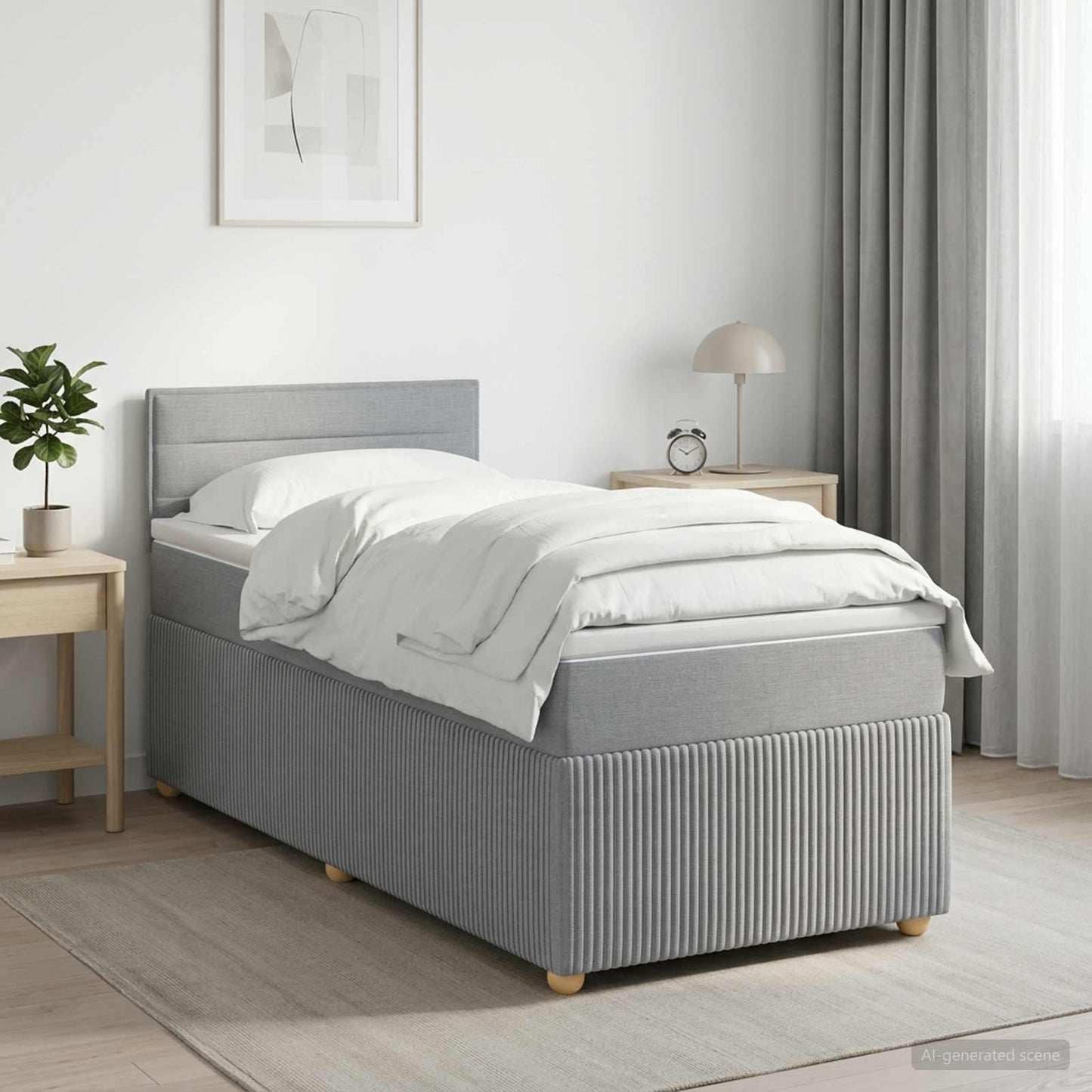 vidaXL Κρεβάτι box spring με στρώμα Ανοιχτό γκρι 90 x 200 cm Ύφασμα
