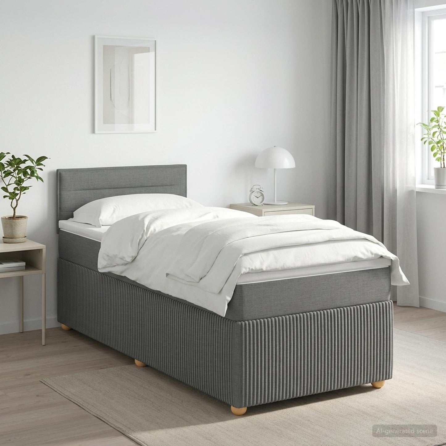vidaXL Κρεβάτι box spring με στρώμα Σκούρο Γκρι 90 x 190 cm Ύφασμα