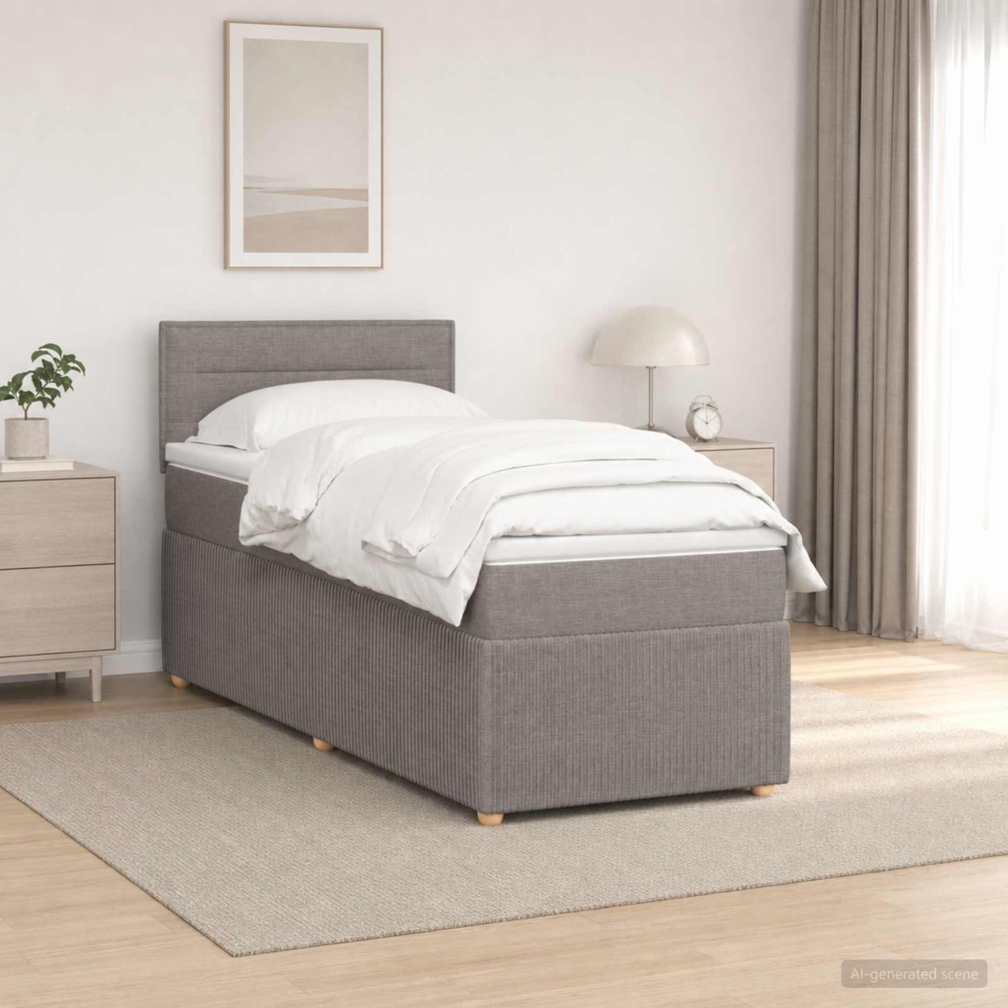 vidaXL Κρεβάτι box spring με στρώμα Taupe 90 x 200 cm Ύφασμα
