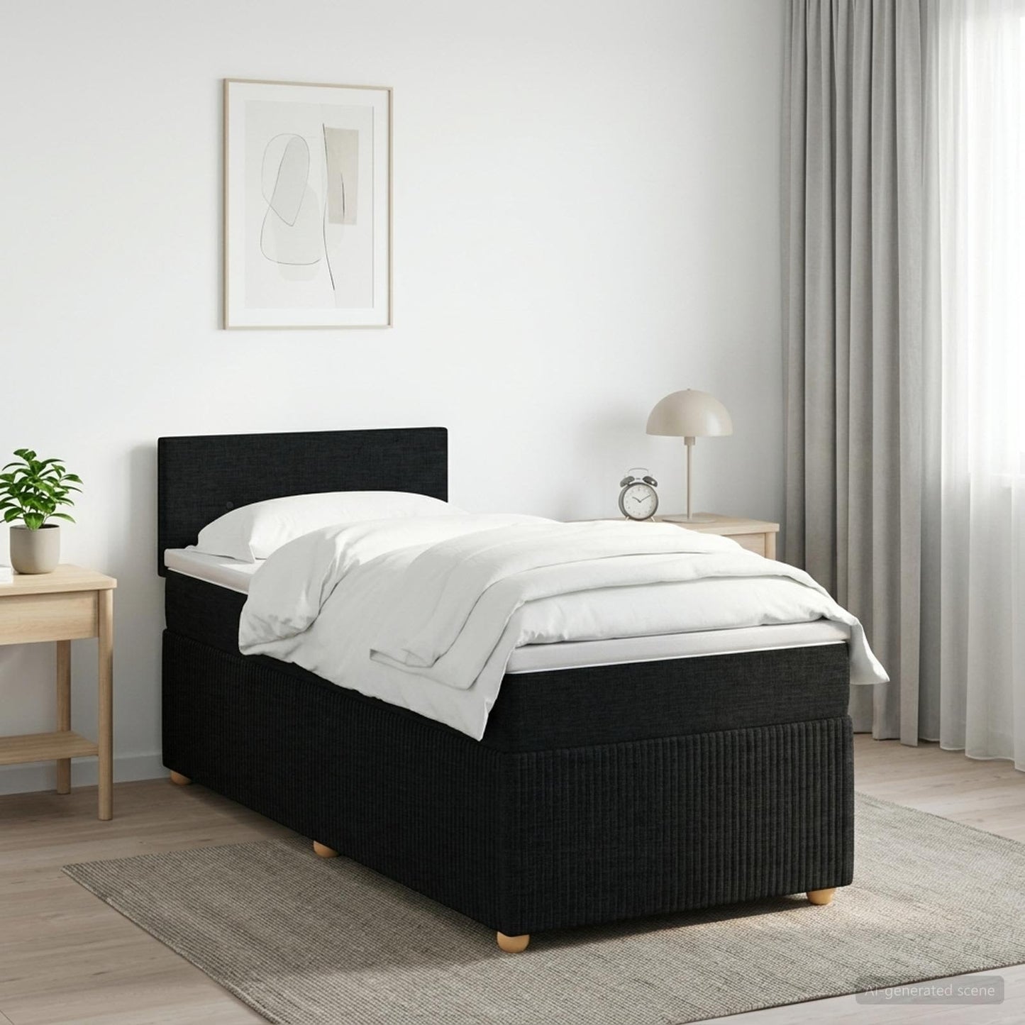 vidaXL Κρεβάτι box spring με στρώμα Μαύρο 80 x 200 cm Ύφασμα