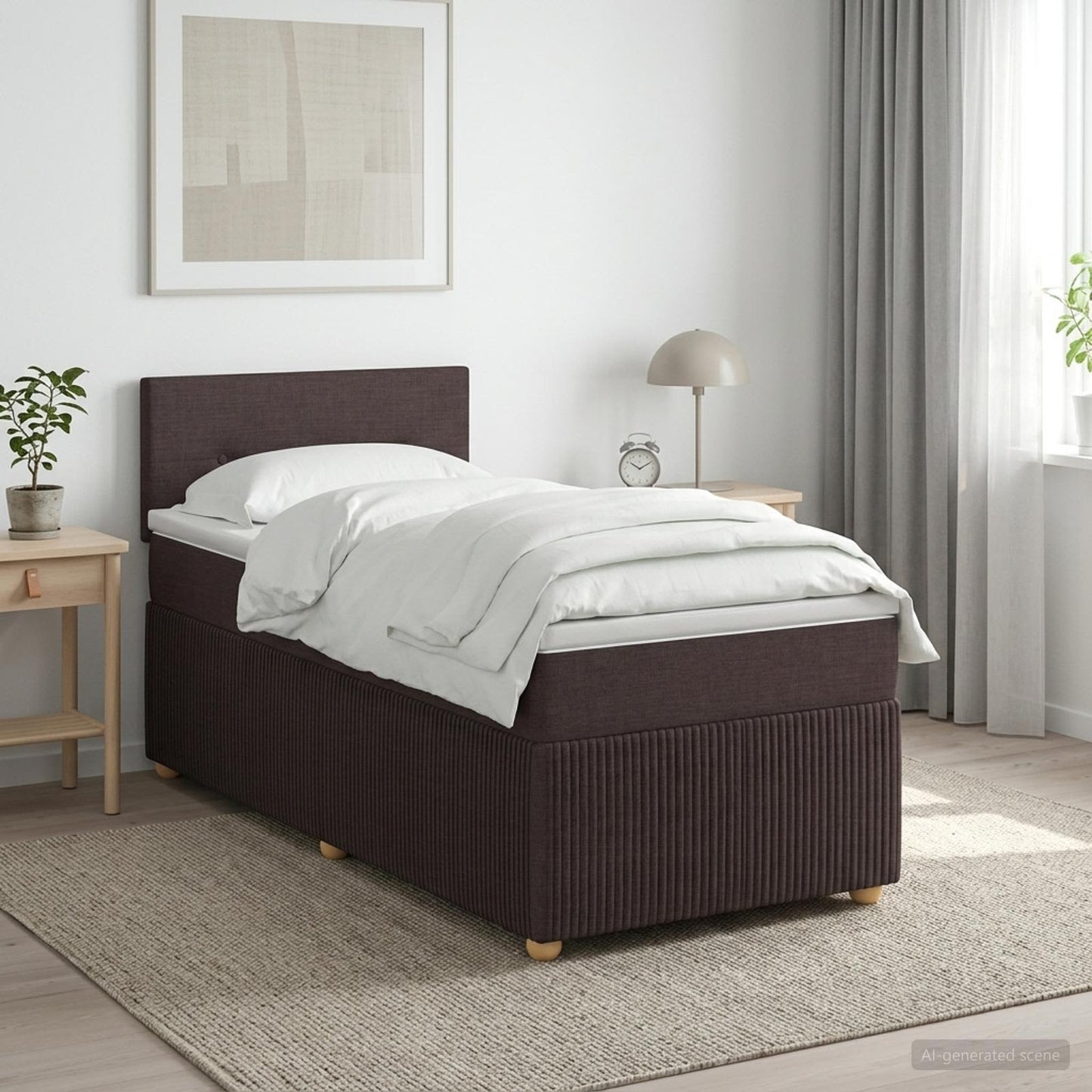 vidaXL Κρεβάτι box spring με στρώμα Σκούρο Καφέ 100 x 200 cm Ύφασμα