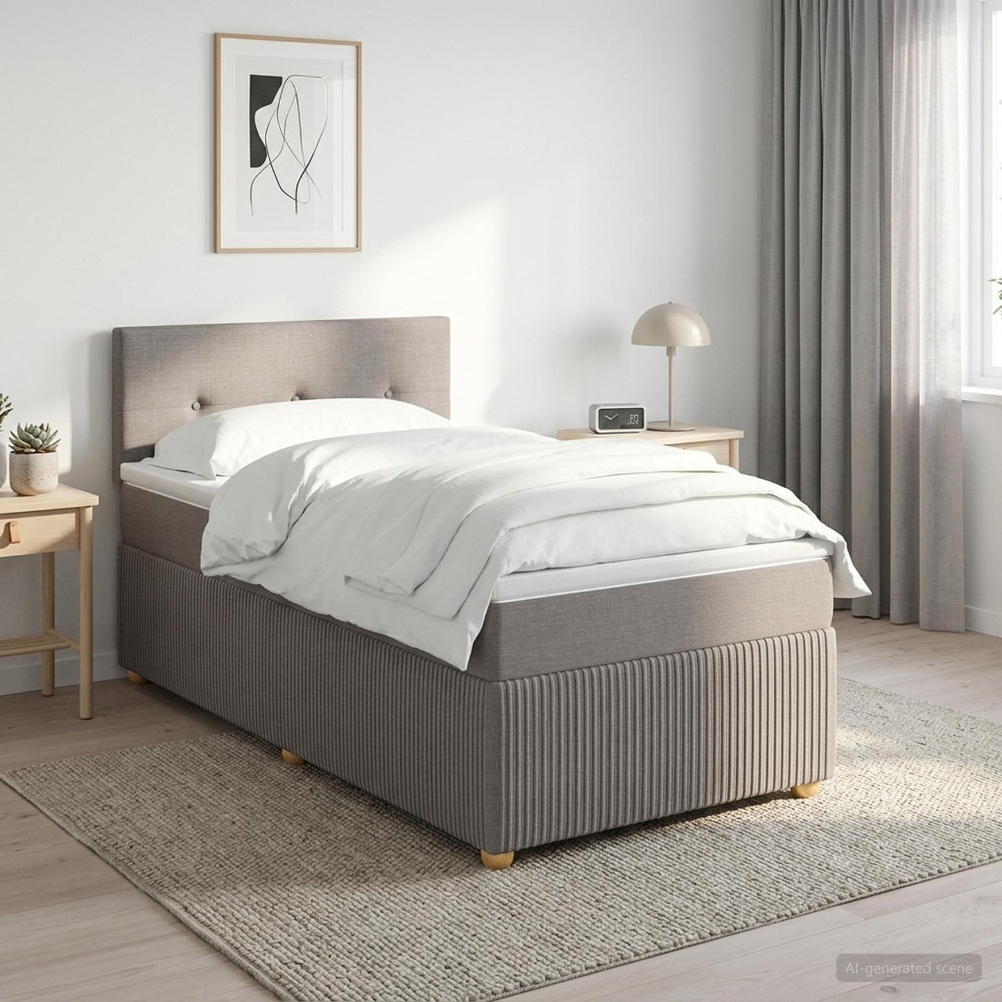 vidaXL Κρεβάτι box spring με στρώμα Taupe 90 x 190 cm Ύφασμα