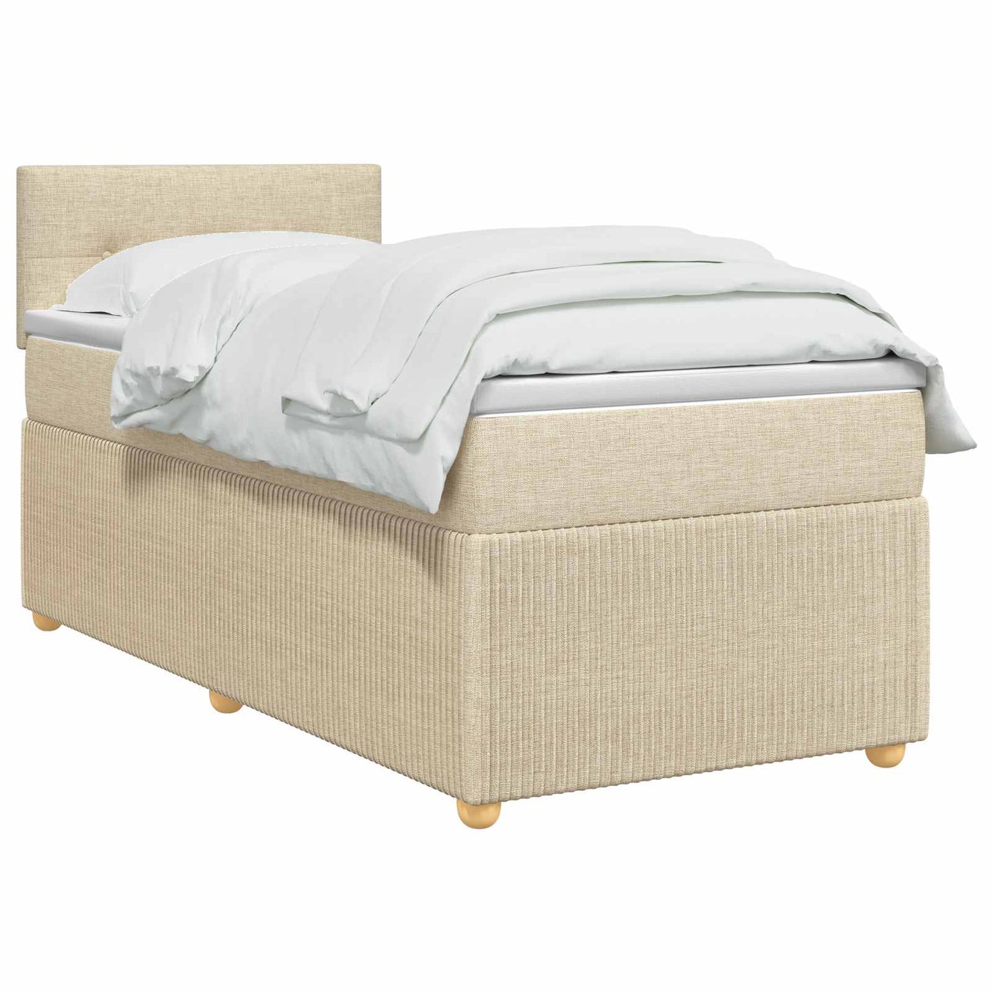 vidaXL Κρεβάτι box spring με στρώμα Κρεμ 80 x 200 cm Ύφασμα