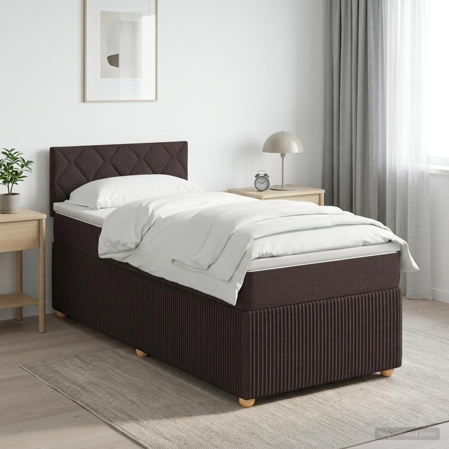 vidaXL Κρεβάτι box spring με στρώμα Σκούρο Καφέ 80 x 200 cm Ύφασμα