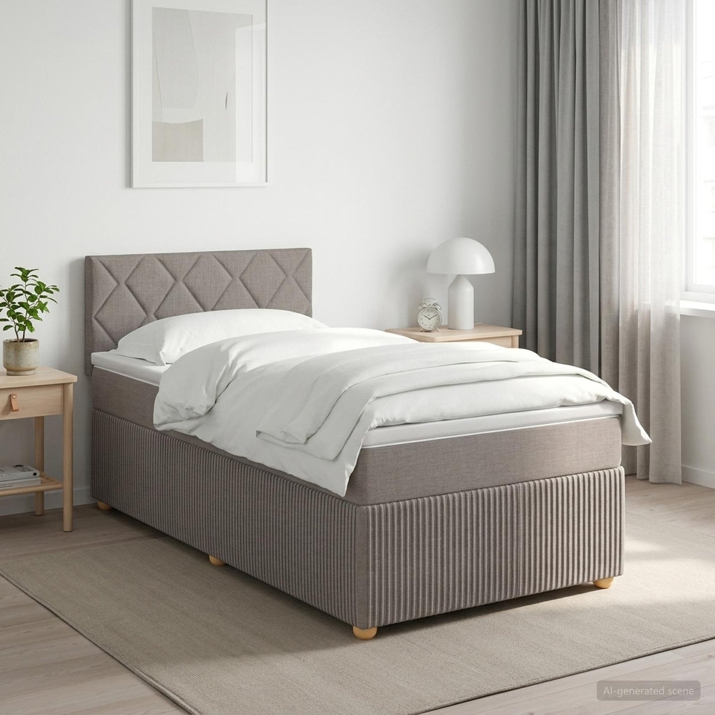 vidaXL Κρεβάτι box spring με στρώμα Taupe 100 x 200 cm Ύφασμα