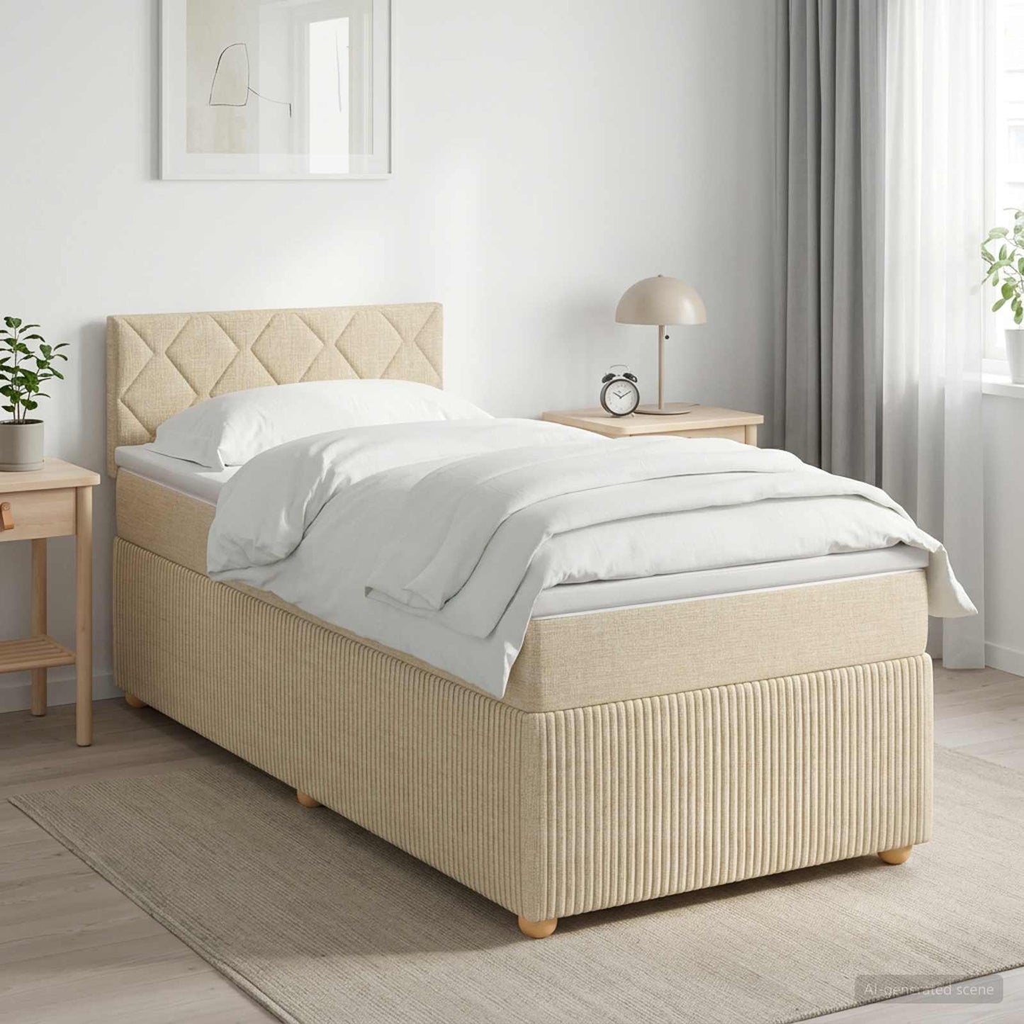 vidaXL Κρεβάτι box spring με στρώμα Κρεμ 80 x 200 cm Ύφασμα