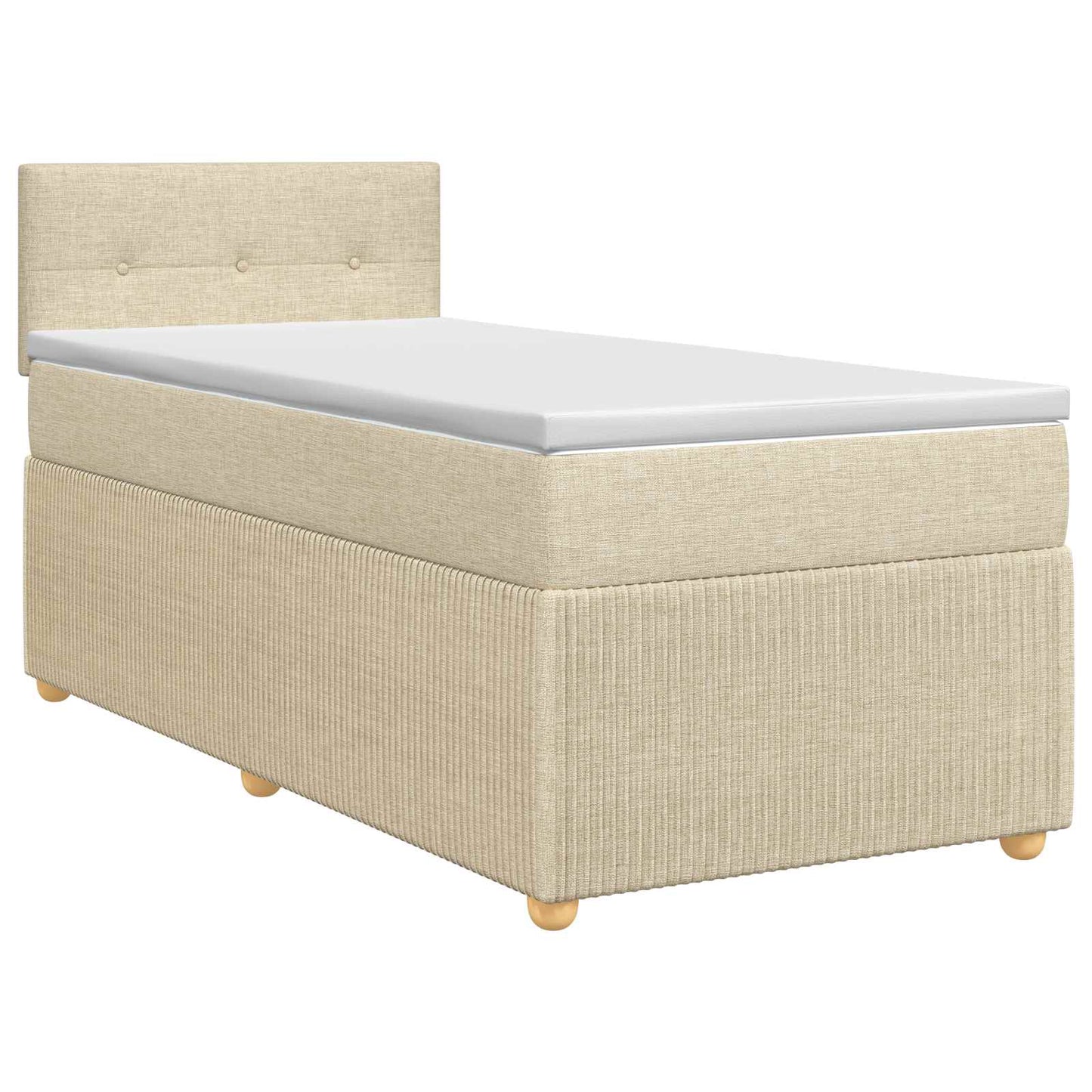 vidaXL Κρεβάτι box spring με στρώμα Κρεμ 90 x 190 cm Ύφασμα