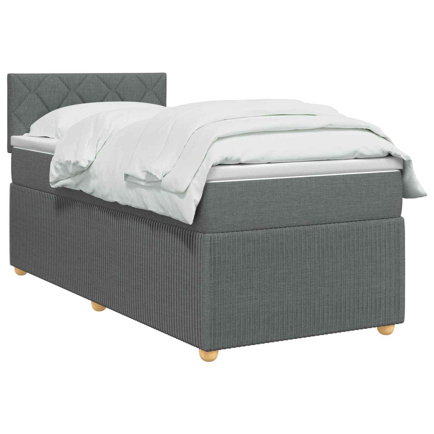 vidaXL Κρεβάτι box spring με στρώμα Σκούρο Γκρι 90 x 190 cm Ύφασμα