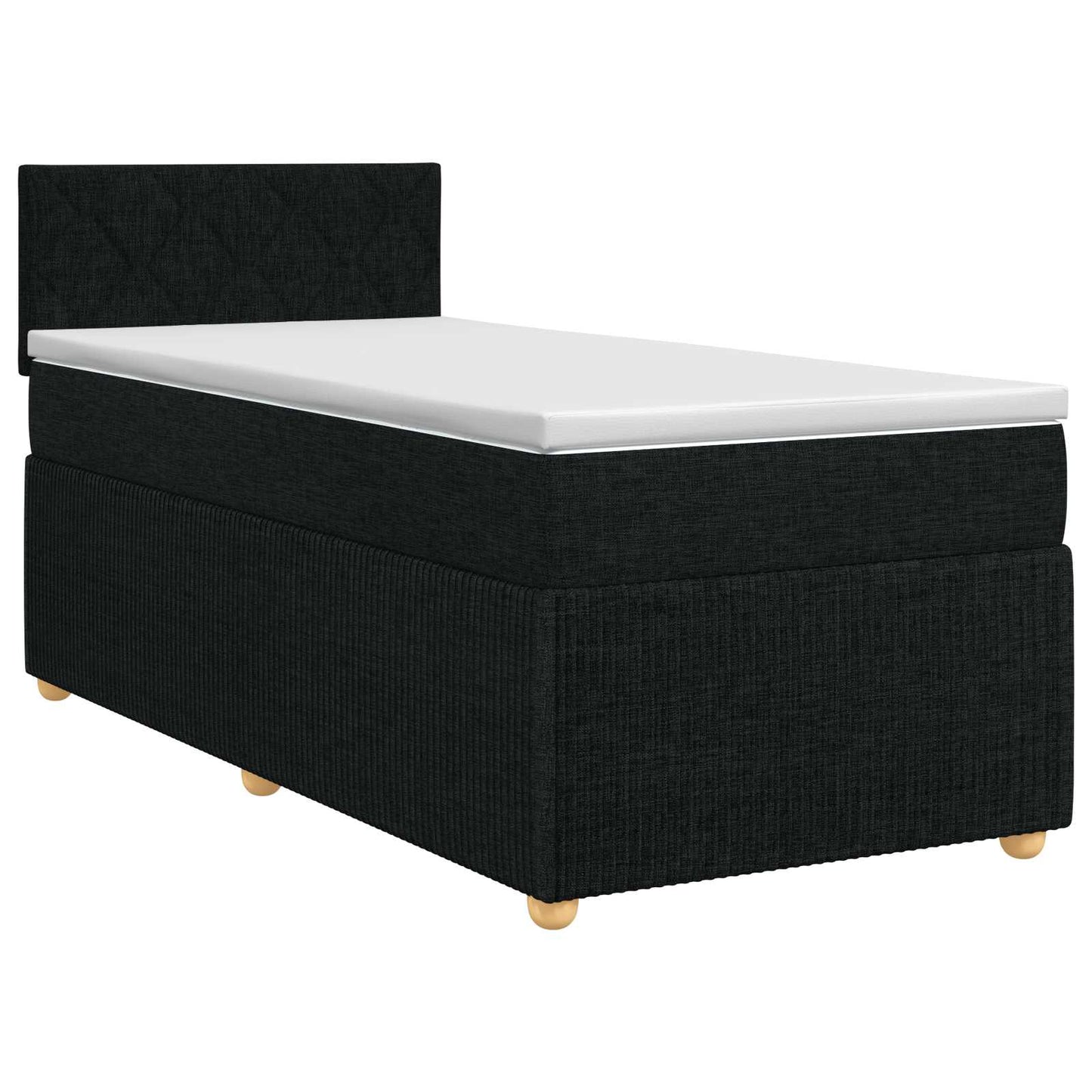 vidaXL Κρεβάτι box spring με στρώμα Μαύρο 90 x 190 cm Ύφασμα