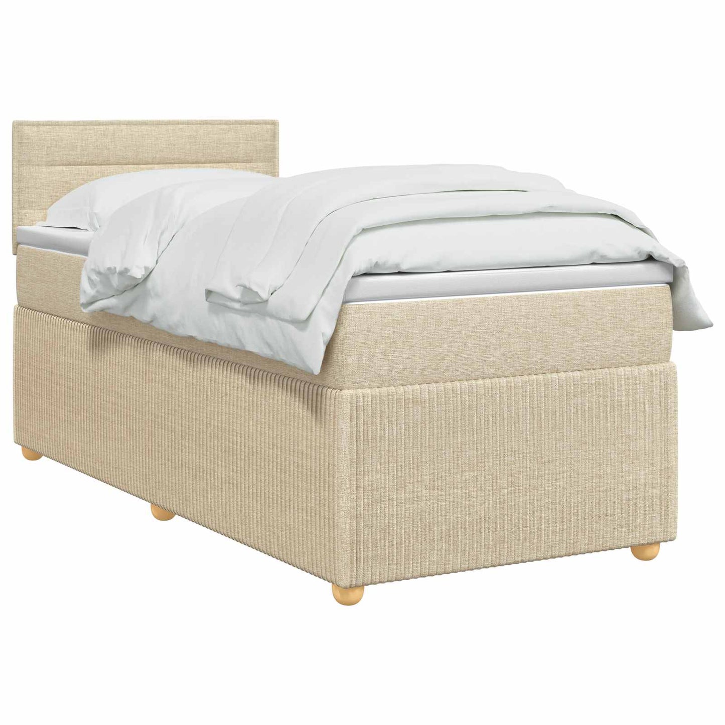 vidaXL Κρεβάτι box spring με στρώμα Κρεμ 90 x 200 cm Ύφασμα