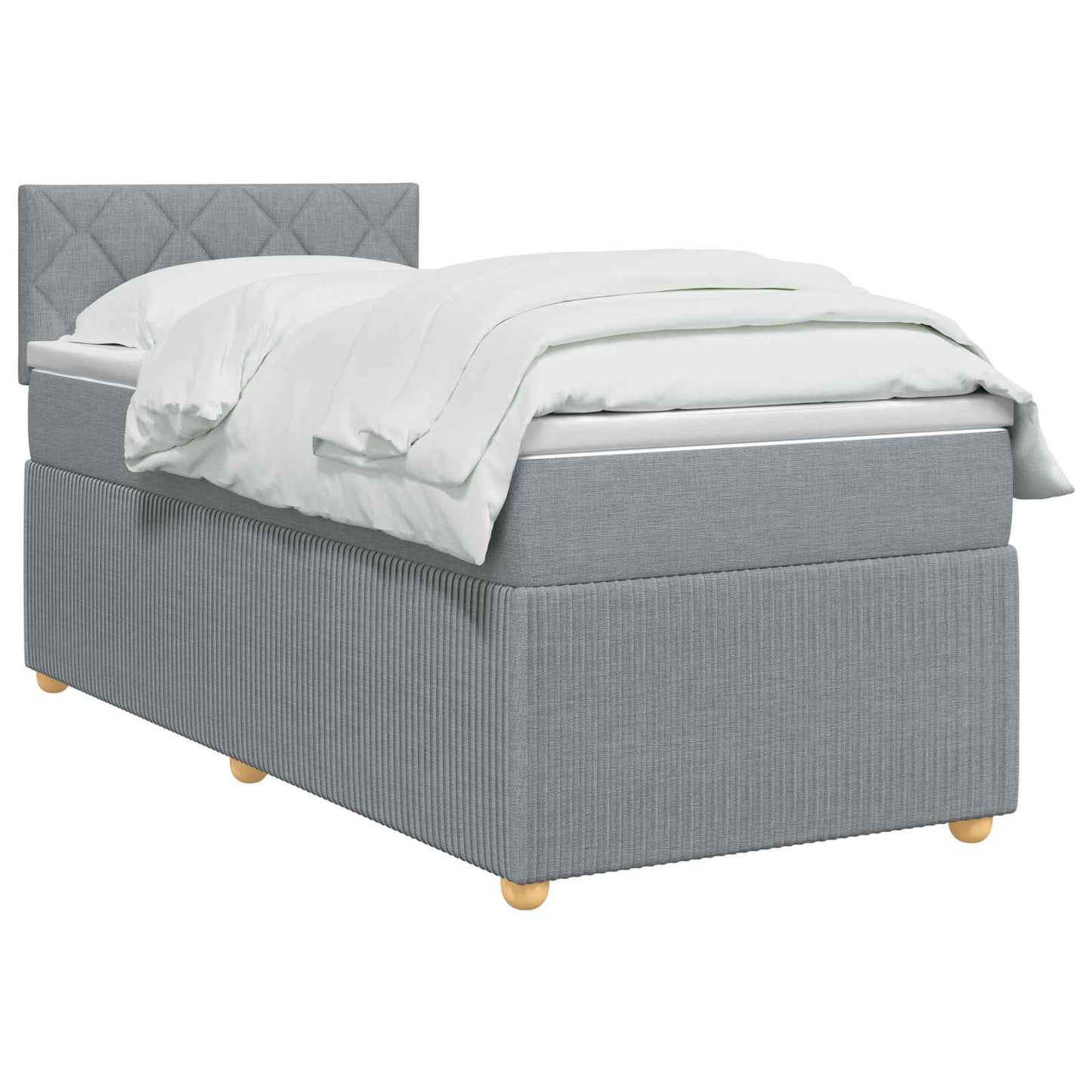 vidaXL Κρεβάτι box spring με στρώμα Ανοιχτό γκρι 90 x 200 cm Ύφασμα