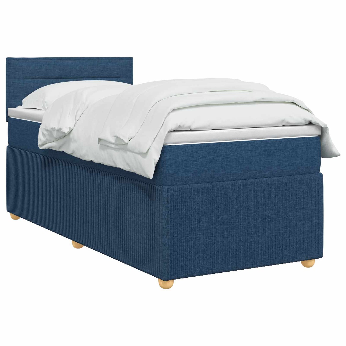 vidaXL Κρεβάτι box spring με στρώμα Μπλε 100 x 200 cm Ύφασμα