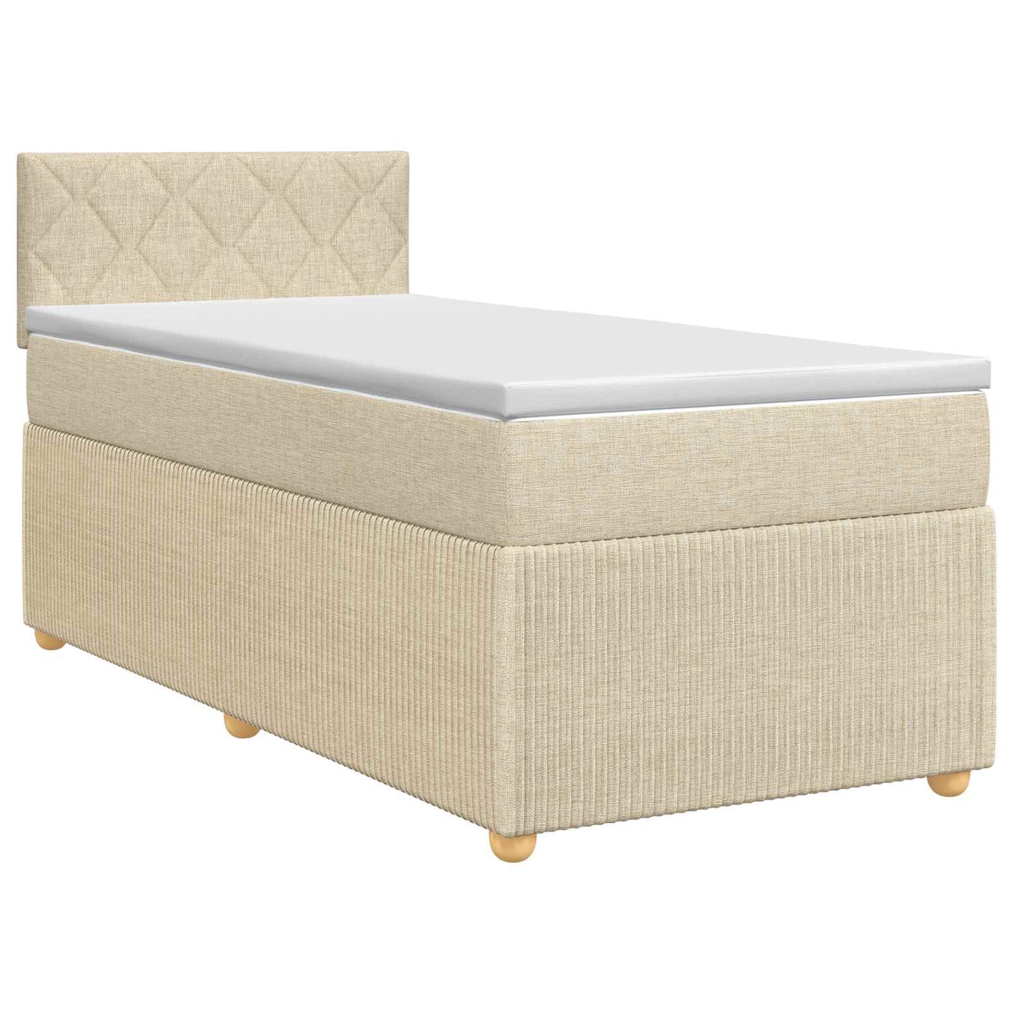 vidaXL Κρεβάτι box spring με στρώμα Κρεμ 100 x 200 cm Ύφασμα