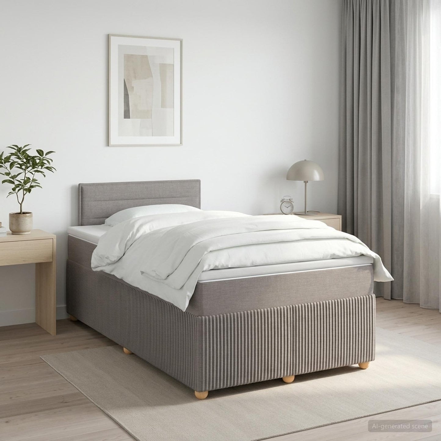 vidaXL Κρεβάτι box spring με στρώμα Taupe 120 x 200 cm Ύφασμα
