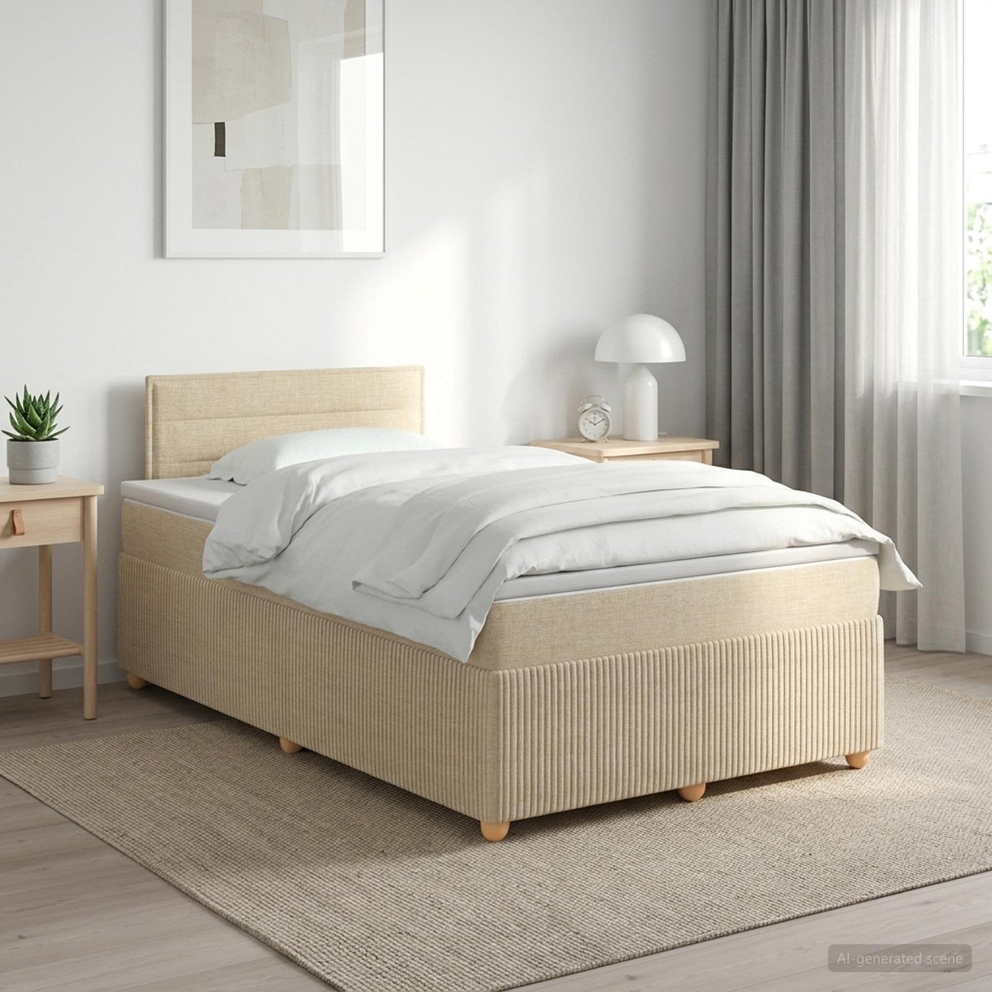 vidaXL Κρεβάτι box spring με στρώμα Κρεμ 120 x 200 cm Ύφασμα