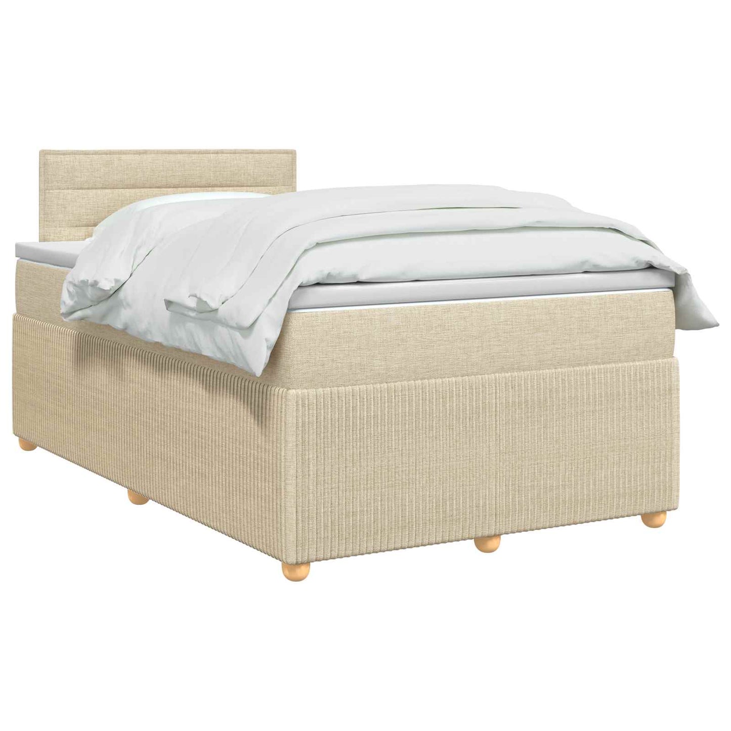 vidaXL Κρεβάτι box spring με στρώμα Κρεμ 120 x 190 cm Ύφασμα