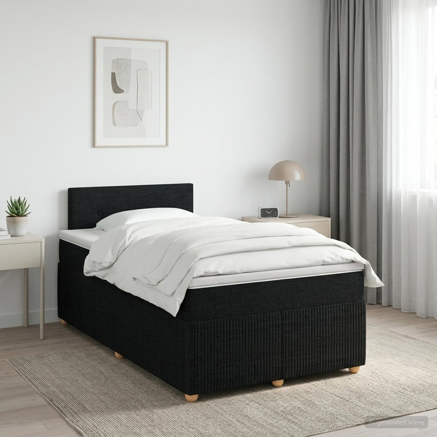 vidaXL Κρεβάτι box spring με στρώμα Μαύρο 120 x 200 cm Ύφασμα