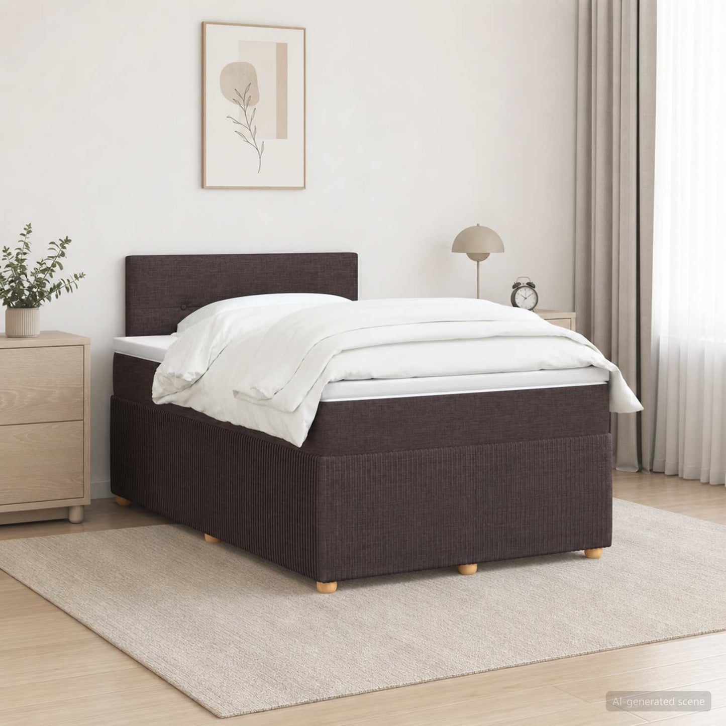vidaXL Κρεβάτι box spring με στρώμα Σκούρο Καφέ 120 x 200 cm Ύφασμα