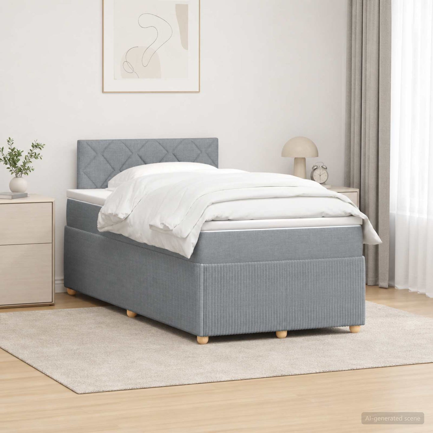vidaXL Κρεβάτι box spring με στρώμα Ανοιχτό γκρι 120 x 200 cm Ύφασμα