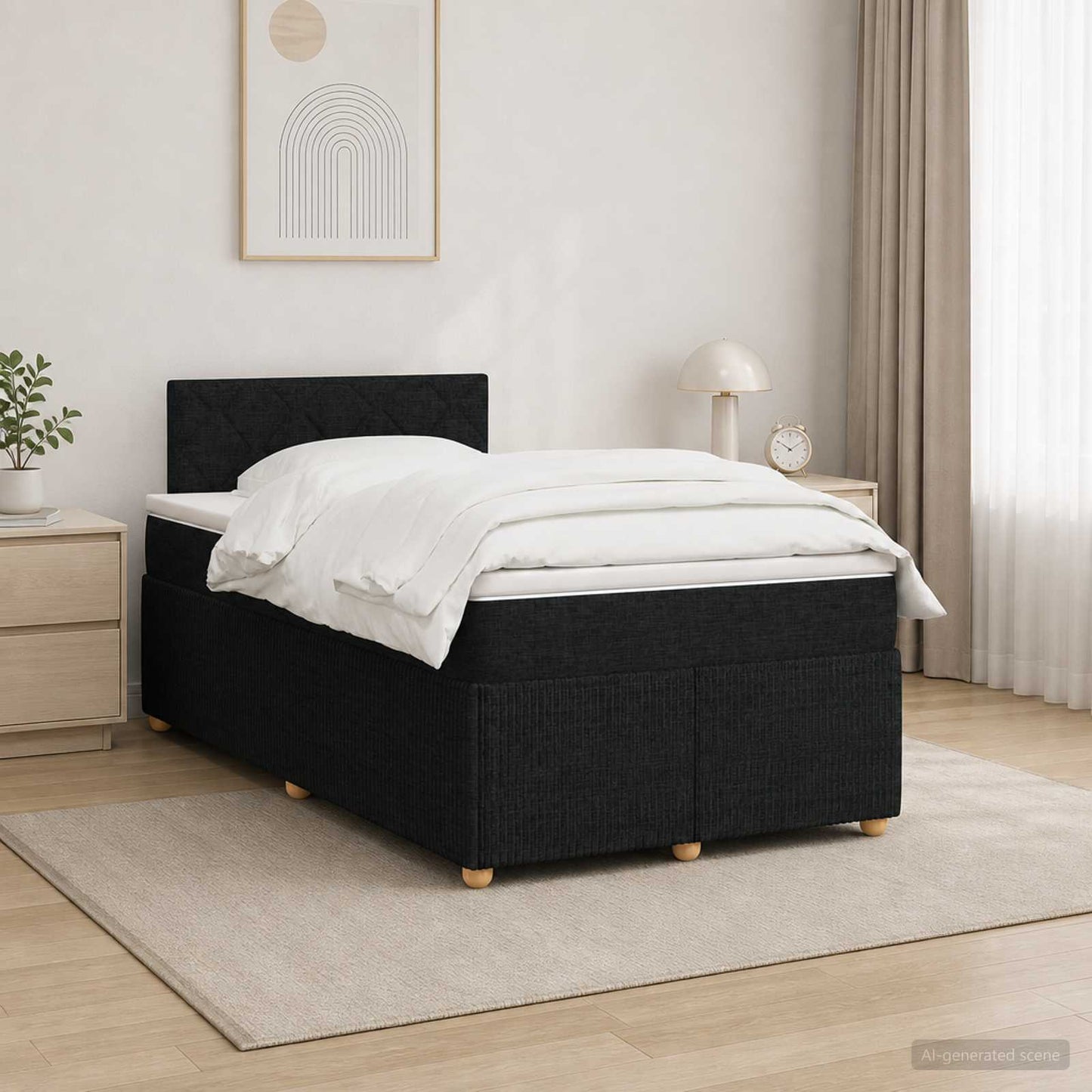 vidaXL Κρεβάτι box spring με στρώμα Μαύρο 120 x 190 cm Ύφασμα