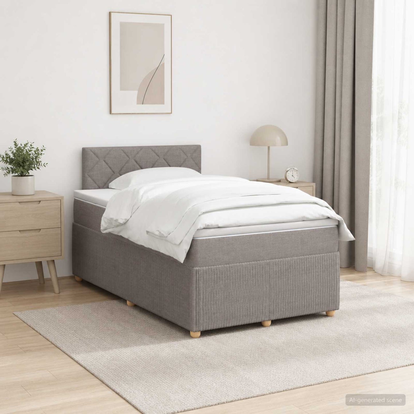 vidaXL Κρεβάτι box spring με στρώμα Taupe 120 x 190 cm Ύφασμα