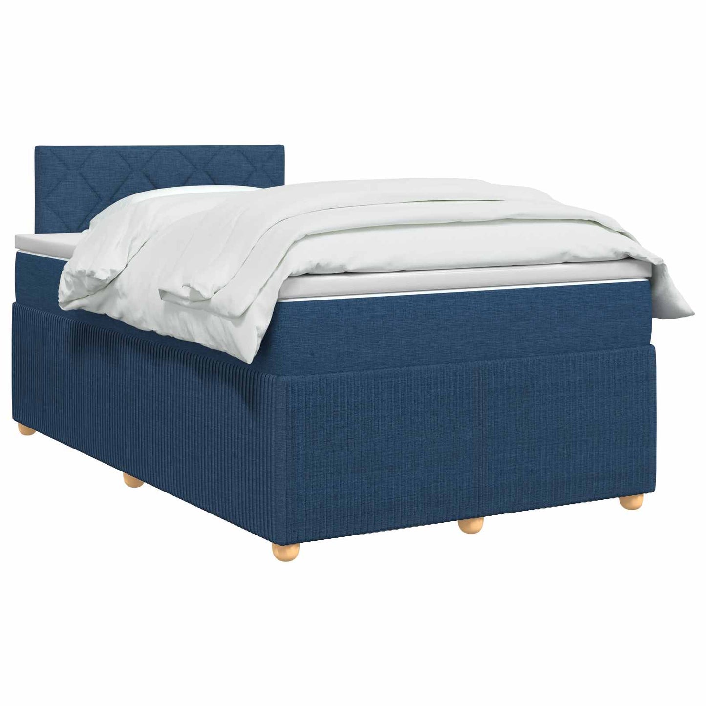 vidaXL Κρεβάτι box spring με στρώμα Μπλε 120 x 200 cm Ύφασμα