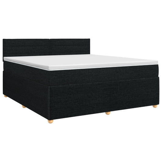 vidaXL Κρεβάτι box spring με στρώμα Μαύρο 140 x 200 cm Ύφασμα